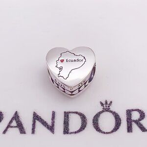 Pandora Ecuador Map I love Ecuador Heart Charm
